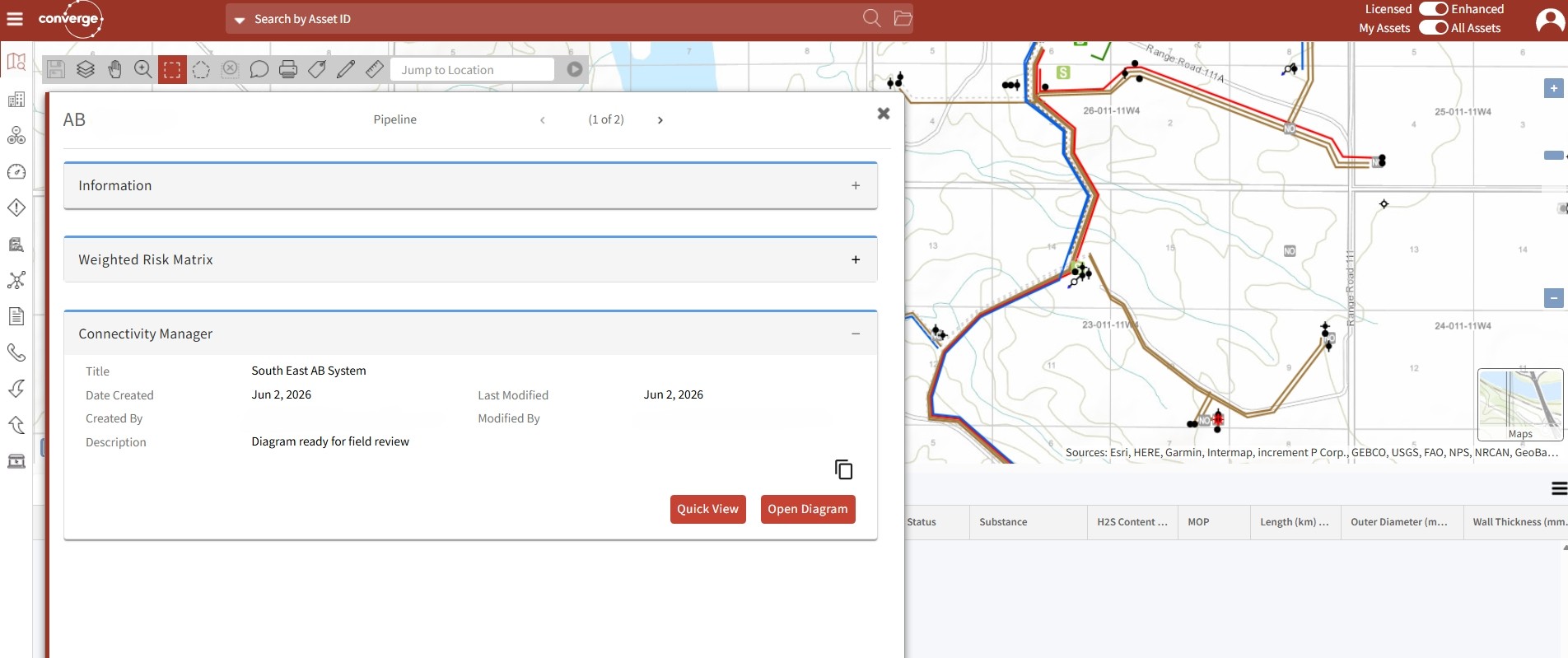 Connectivity Manager in the Asset Modal